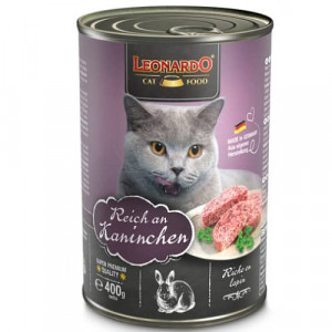 LEONARDO RABBIT konservi kaķiem Trusis buljonā 400g